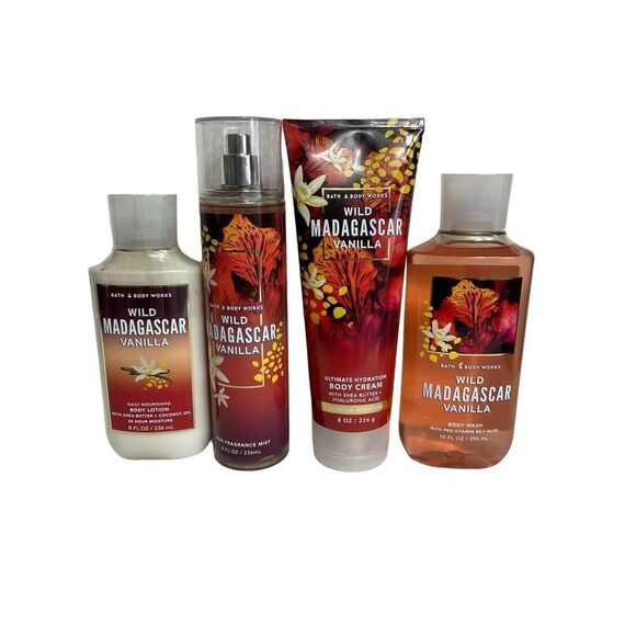 Bath and Body Works WILD MADAGASCAR VANILLA 4 Piece Set - Picture 1 of 6